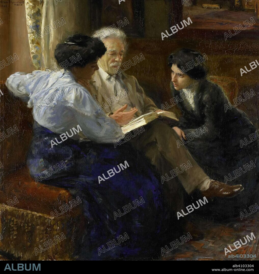 BRAMINE HUBRECHT. Alphons Marie Antoine Joseph Grandmont (1837-1909), the Artist's second husband, Tutoring two Italian Girls. Dating: 1900 - 1909. Measurements: h 100.6 cm × w 101.2 cm × t 3.4 cm; d 14 cm.