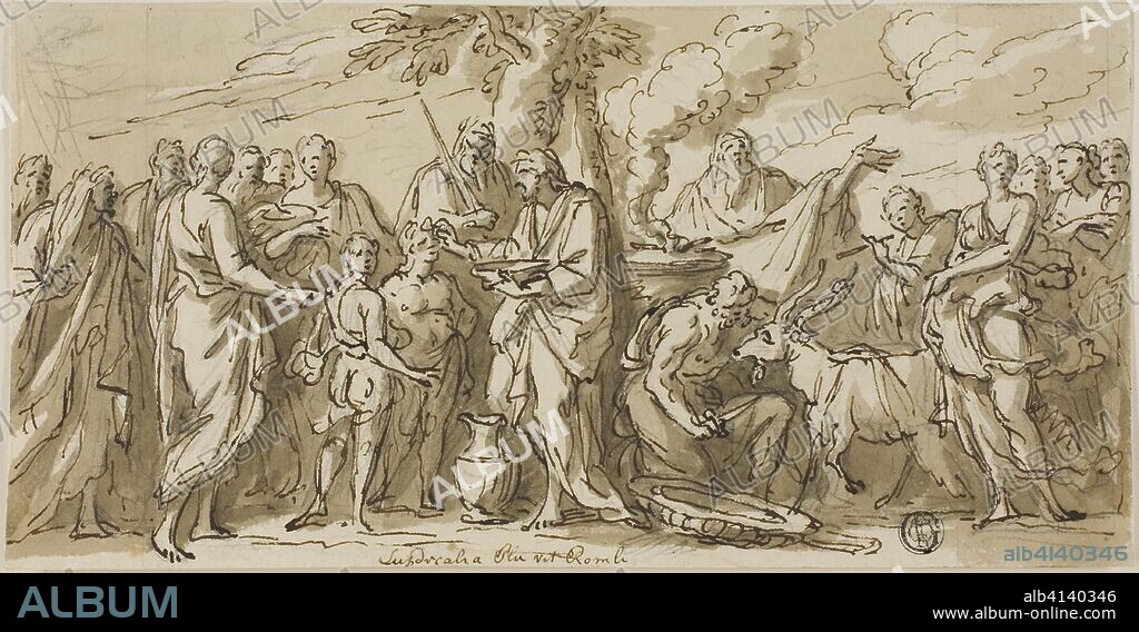 Lupercalia (recto), and Sketches of Figures (verso). James Thornhill; English, 1675-1734. Date: 1702-1734. Dimensions: 127 × 251 mm. Pen and brown ink, with brush and brown wash, over graphite (recto), and black chalk (verso), on ivory wove paper. Origin: England.