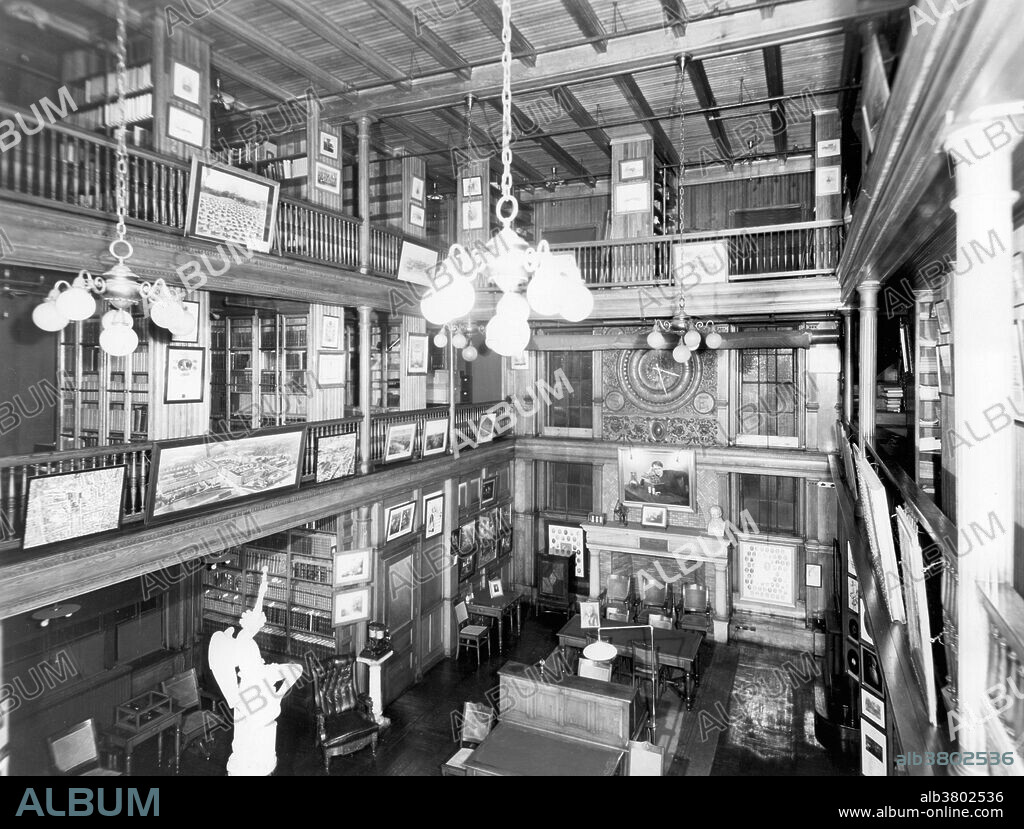 Thomas Alva Edison's library. For the last 44 years of his life, this spacious, book-filled room served the inventor as his office. Focal point of the Edison Museum at West Orange, N.J., this wood-paneled, three-tiered room contains Edison's desk, 10,000 books, the world's oldest motion picture screen, and countless other items of Edisonia.