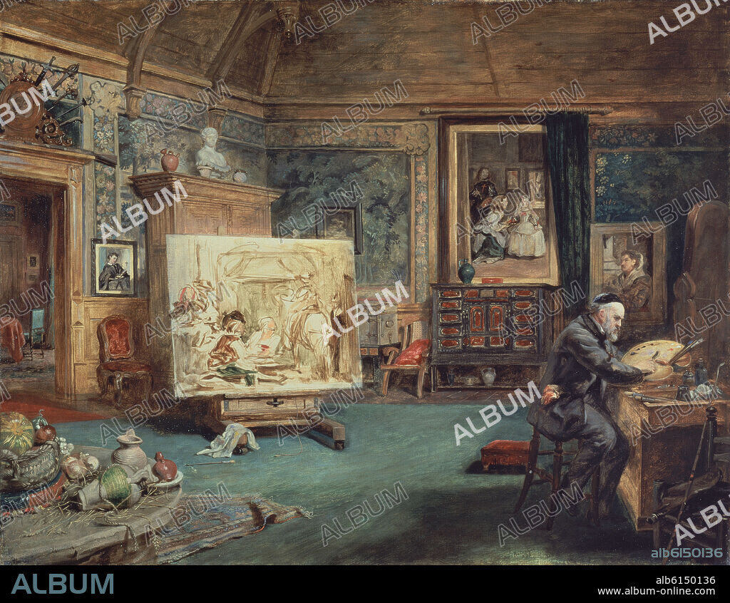 JOHN BALLANTYNE. JOHN PHILLIP EN SU ESTUDIO - SIGLO XIX.