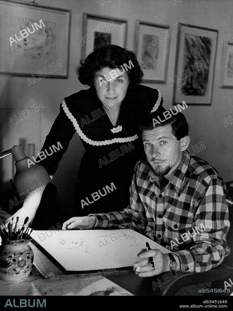Ronald Searle and his wife, Kaye Webb. May 01, 1950. (Photo by Tom L. Blau, Camera Press).