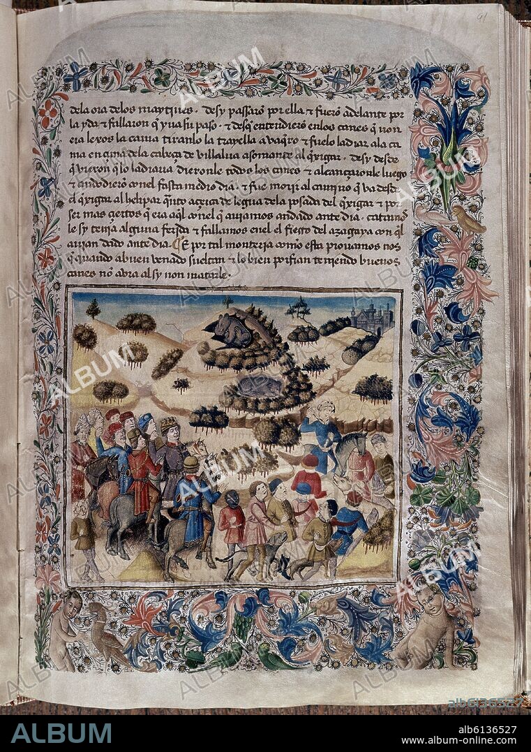 ALFONSO X EL SABIO (1221-1284). LIBRO DE LA MONTERIA DE ALFONSO XI-CAZA DEL OSO- S XIV.