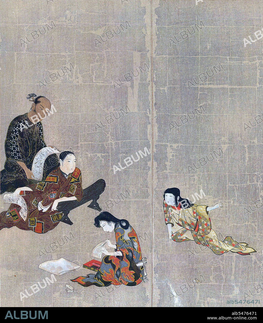Yamato-e is a style of Japanese painting inspired by Tang Dynasty paintings and developed in the late Heian period. It is considered the classical Japanese style. From the Muromachi period (15th century), the term Yamato-e has been used to distinguish work from contemporary Chinese style paintings (kara-e), which were inspired by Song and Yuan Dynasty Zen Buddhism paintings. The Yamato-e often tell narrative themes with text along with them, show the beauty of nature, e.g. famous places (meisho-e), and the four seasons (shiki-e). The pictures are non-symbolic and have the objective of depicting the beauty in nature. The pictures are often on scrolls that can be hung on a wall (kakemono) or handscrolls (emakimono) that could be read from right to left with the accompanying story or on a folding screen (byoubu) or panel (shouji). Although they received their name from the Yamato period (250-710 CE), Yamato-e pictures rather stand for a style and are not restricted to a particular period. Although the most famous artists painted in sumi-e style in the Muromachi period, this was not characteristic of early pictures.