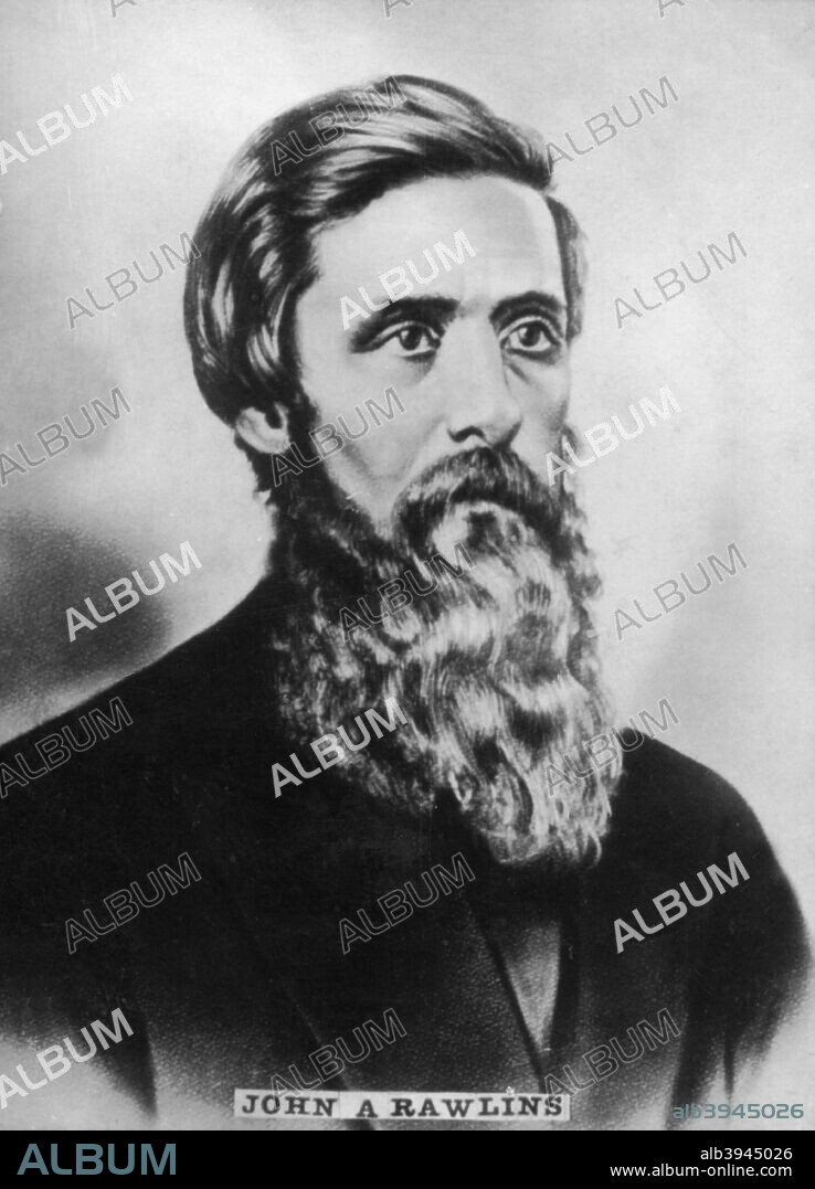 General John Rawlins, born in the state of Illinois in 1831, was in the military and a lawyer and held the position of Secretary of War in 1869. In the Cabinet of Grant. Rawlins requested the  recognition at Cuba's belligerence, on his final hour on Septmber the 6th, 1869. He said  'I would recommend  (look after)  the poor and tormented Cuba'. Cigar card from the History of Cuba, Geografico Universal, Propaganda de los Cigarros Susini y La Corona, Tabacalera Cubana.