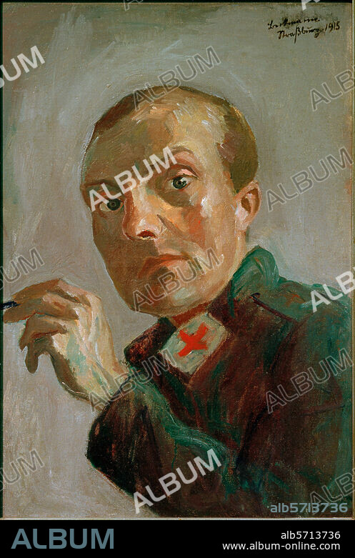 MAX BECKMANN. Beckmann, Max; Maler und Graphiker. Leipzig 12.2.1884 - New York 27.12.1950. "Selbstbildnis als Krankenpfleger", 1915. Öl auf Leinwand, 55,5 × 38,5 cm. Wuppertal, Von der Heydt-Museum.