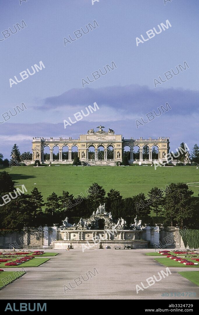 The Gloriette, 1775, and the Neptune Fountain, Schonbrunn castle (UNESCO World Heritage List, 1996), Austria, 18th century.
