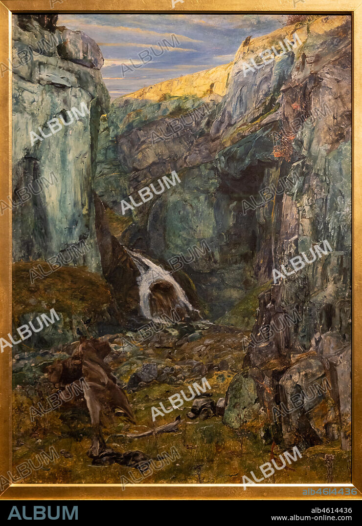 "Gordale Scar (Yorkshire); by John William Inchbold (1830-1888); oil painting.