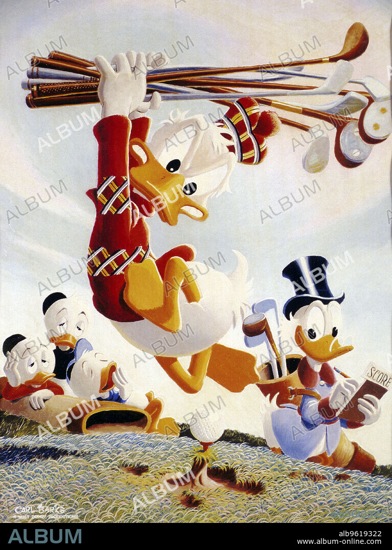 Donald Duck wielding golf clubs, American, c1950s.