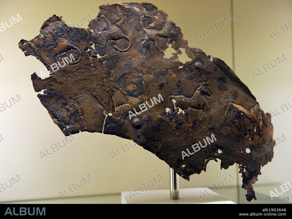 Urartu civilization. Remains probably of a decorated armor. From Tushpa or Toprakkale. 7th century B.C. Turkey. Pergamon Museum. Berlin. Germany.