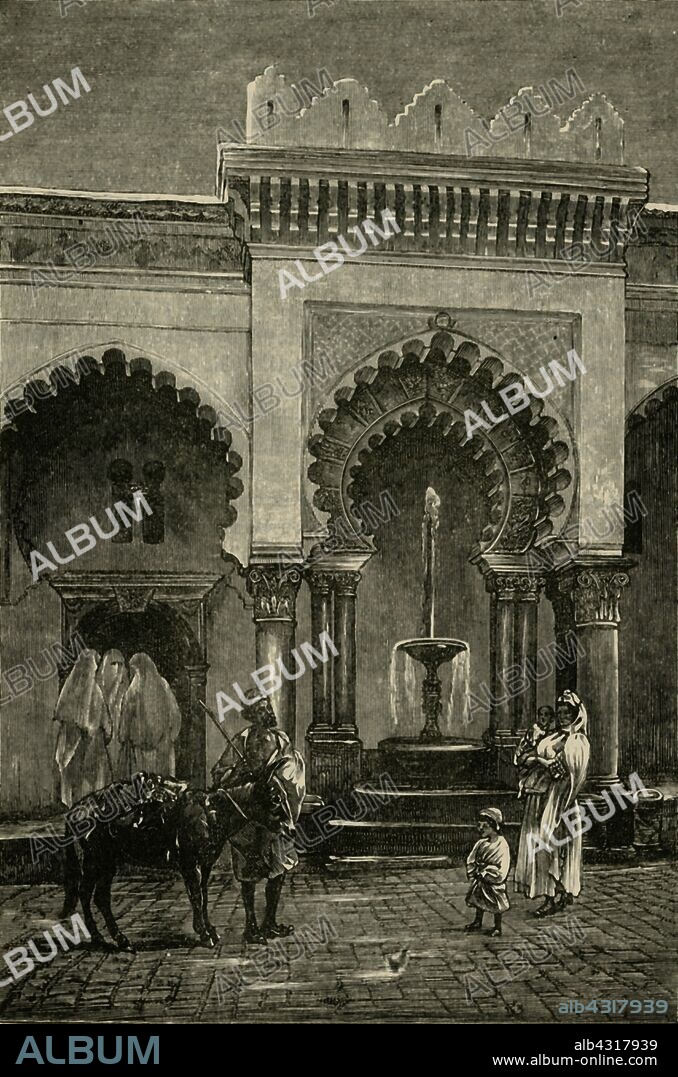 'Colonnade of the Mosque of Djamäa-El-Kebir, Algiers', 1890. Djamaa el Kebir or Great Mosque of Algiers built in 1097 under Ali ibn Yusuf, one of the few remaining examples of Almoravid architecture. From "Cassell's Illustrated Universal History, Vol. IV - Modern History", by Edmund Ollier. [Cassell and Company, Limited, London, Paris and Melbourne, 1890].