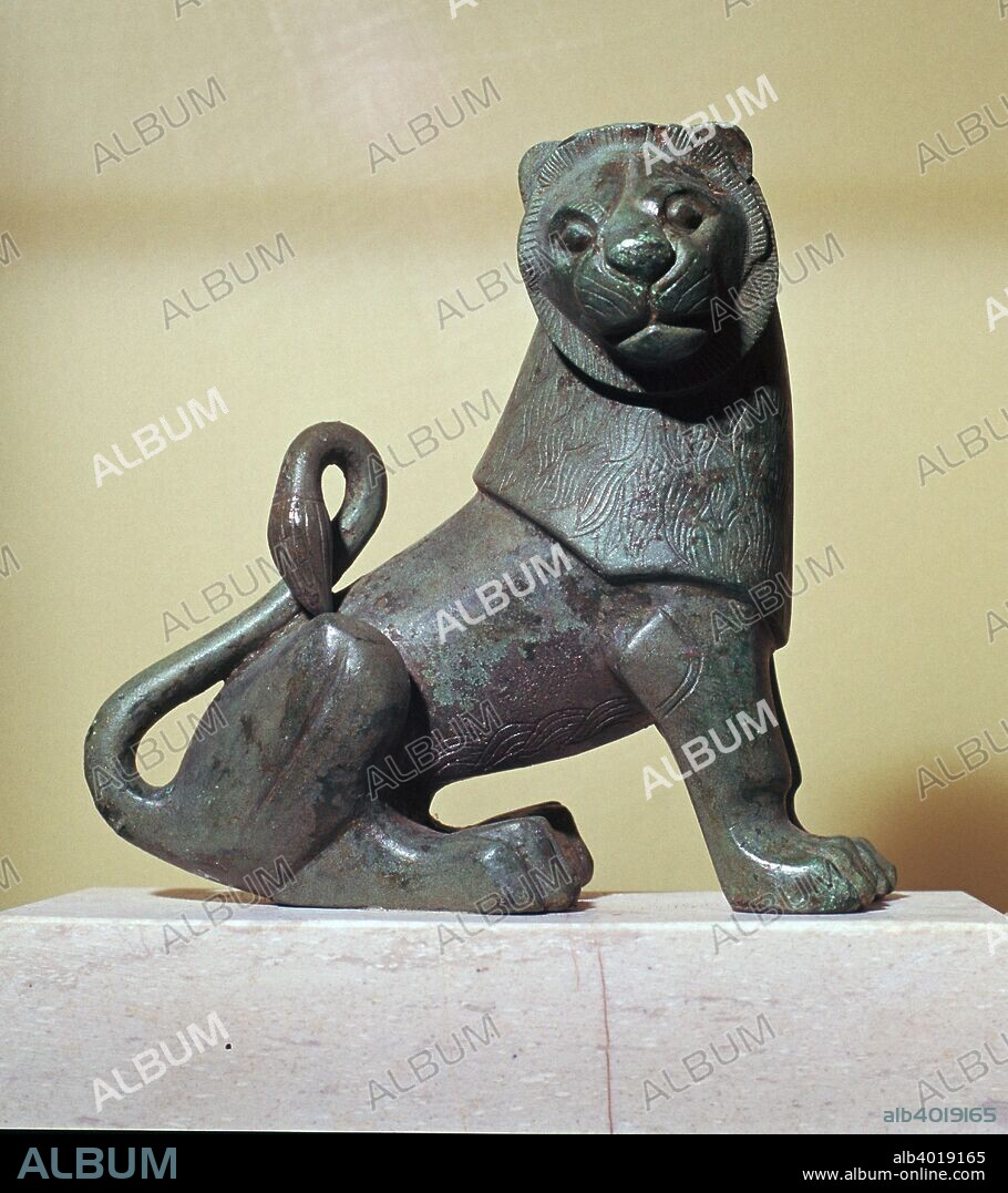 Laconian archaic bronze lion from the sanctuary of Zeus at Dodona, at the Museum of Ionnina, Epirus.