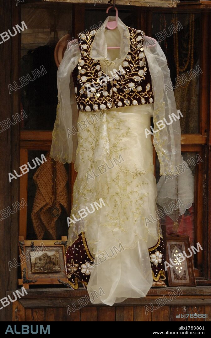 Albaniz. Kruje. Albanian traditional dress. Bazaar.