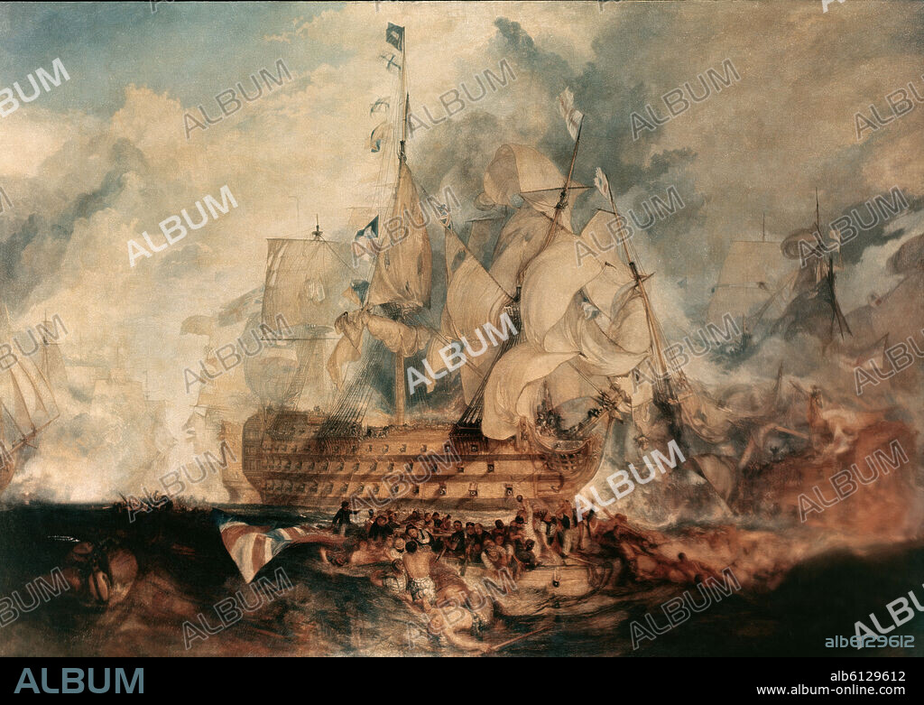 JOSEPH MALLORD WILLIAM TURNER (1775-1851). BATALLA DE TRAFALGAR 1805.