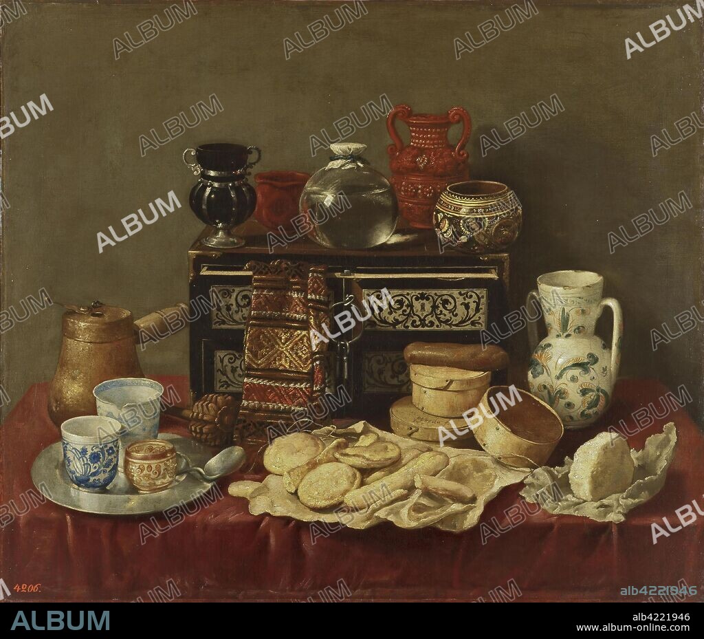 ANTONIO PEREDA. 'Still Life with an Ebony Chest'. Spain, 1652. Dimensions: 80x94 cm.