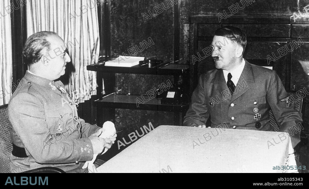 In October 1940, Francisco Franco the Spanish leader, met with German leader, Adolf Hitler, in southern France (Hendaye) to discuss having Spain participate in World War II.