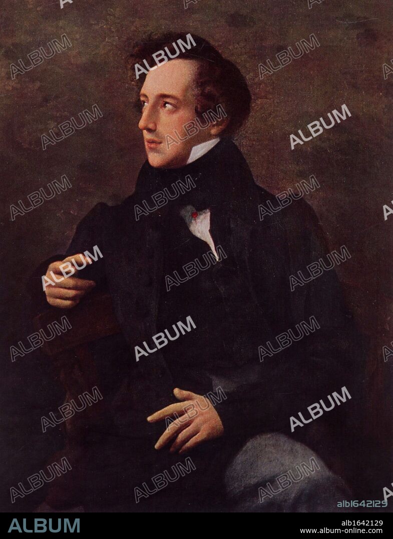 Felix Mendelssohn (1809-1847) (Jakob Ludwig Felix Mendelssohn-Bartholdy) German Romantic composer, born in Hamburg. After the portrait by Wilhelm Hensel (1794-1861). (Photo by: Universal History Archive/UIG via Getty Images).