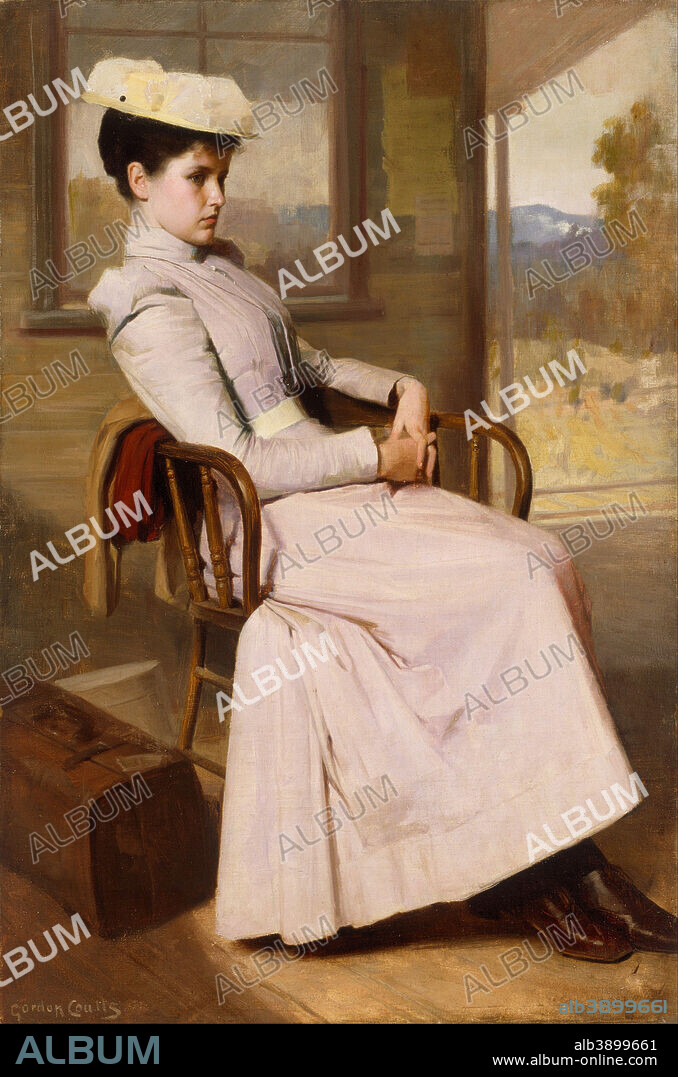 GORDON COUTTS. Waiting. Date/Period: 1896. Painting. Oil on canvas. Height: 902 mm (35.51 in); Width: 597 mm (23.50 in).