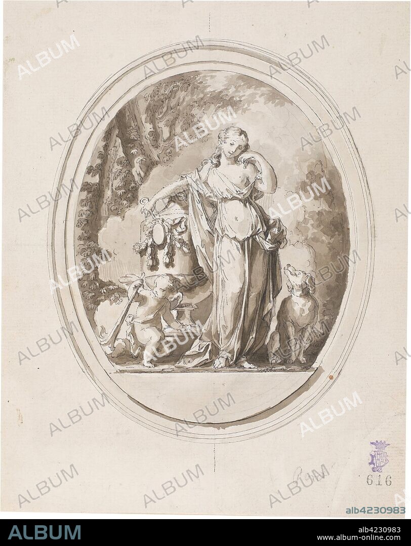 LUIS PARET Y ALCÁZAR. Luis Paret y Alcázar / 'Pandora (?)'. Segunda mitad del siglo XVIII. Aguada parda, Pluma sobre papel verjurado, 205 x 165 mm.