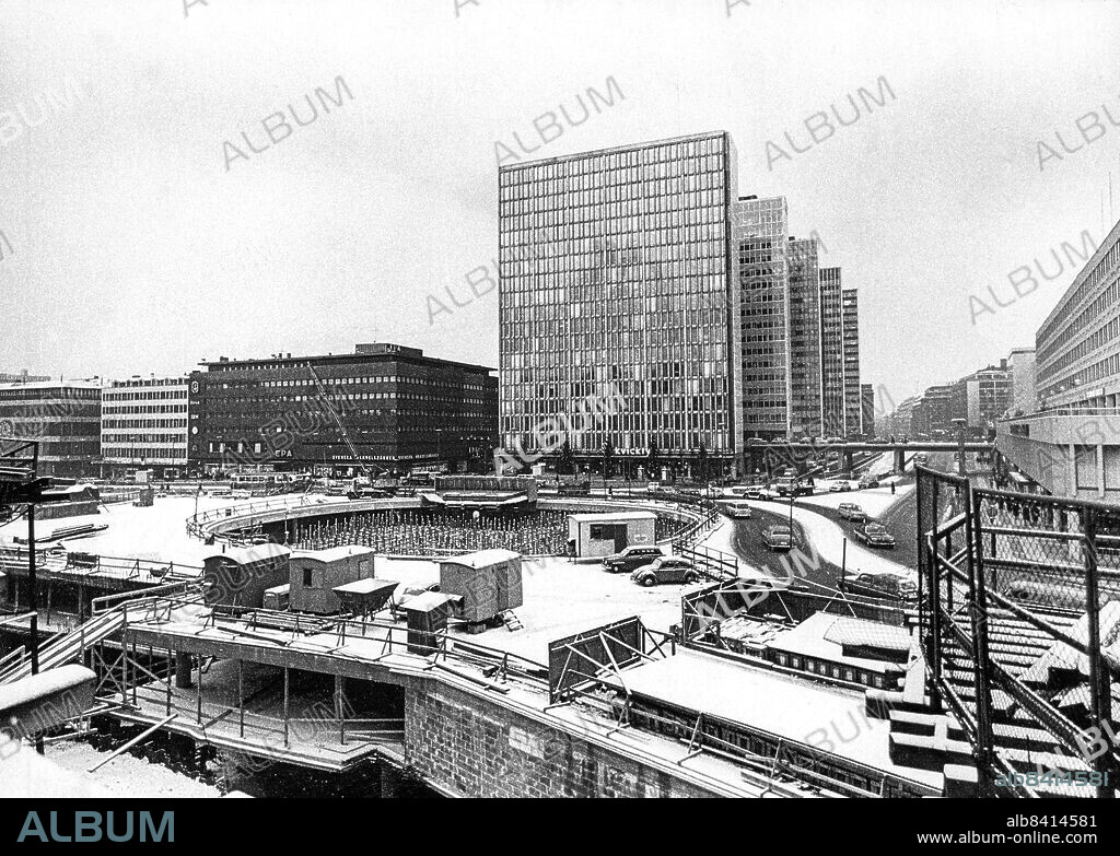 Stockholm 1966-12-30. Sergels torg under uppförande.. Foto: Sven-Erik Sjöberg / DN / TT / Kod: 53. ** SvD OUT **.