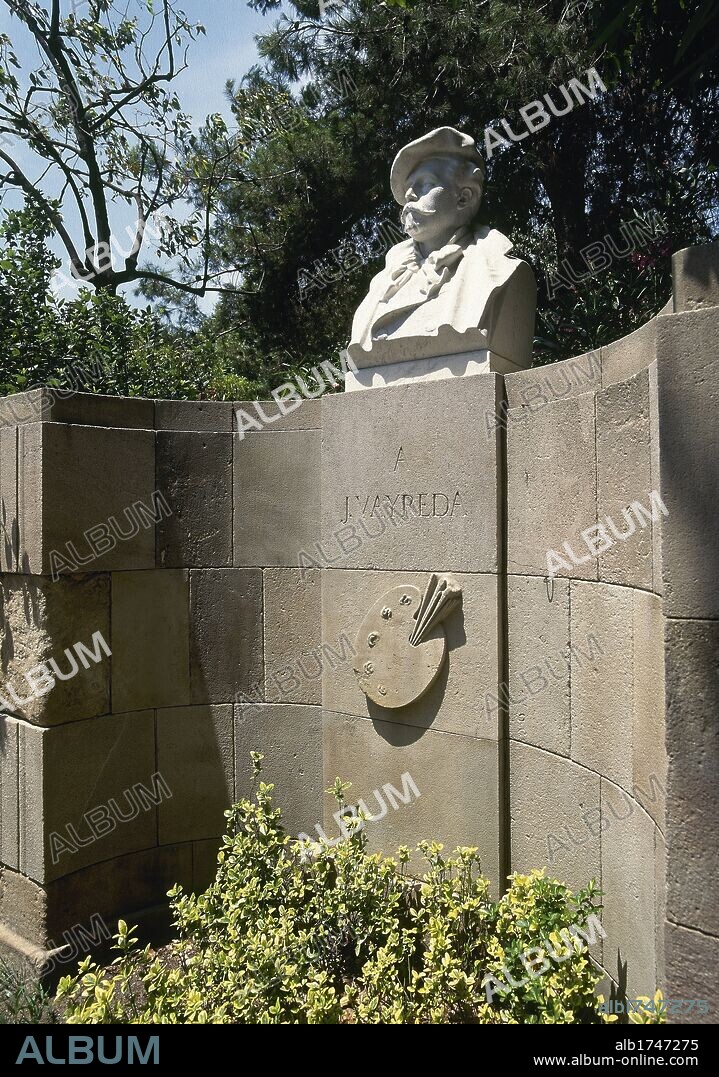 VAYREDA VILA, Joaquín (Girona, 1843-Olot, 1894). Pintor catalán en cuyos paisajes se aprecia la influencia de Camille Corot y la escuela de Barbizon, a los que Vayreda conoció durante su corta estancia en París. BUSTO DEL ARTISTA, ESCULPIDO POR FUXA. PARQUE DE LA CIUDADELA. BARCELONA. Cataluña.