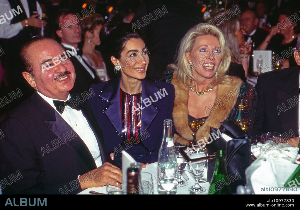 Adnan Khashoggi with wife Soraya and Ute Ohoven at UNESCO Gala in Neuss, Germany 1996.