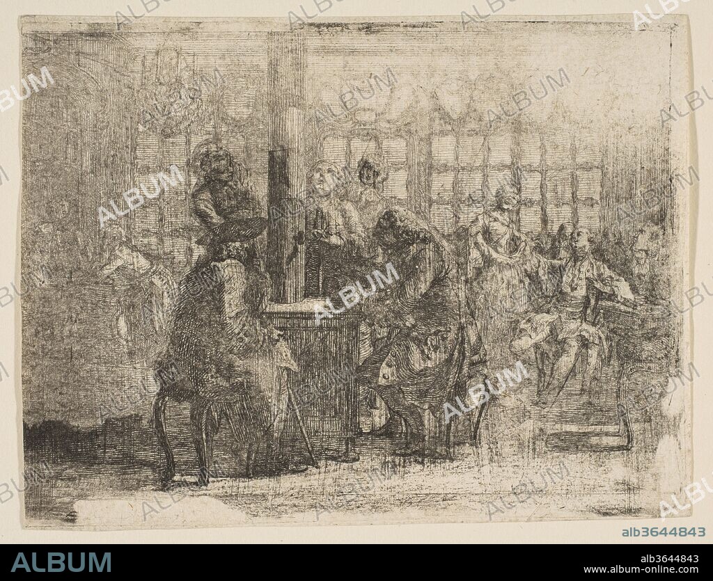 Les Nouvellistes. Artist: Gabriel de Saint-Aubin (French, Paris 1724-1780 Paris). Dimensions: image: 4 x 5 1/4 in. (10.2 x 13.4 cm), trimmed to image. Date: 1752.