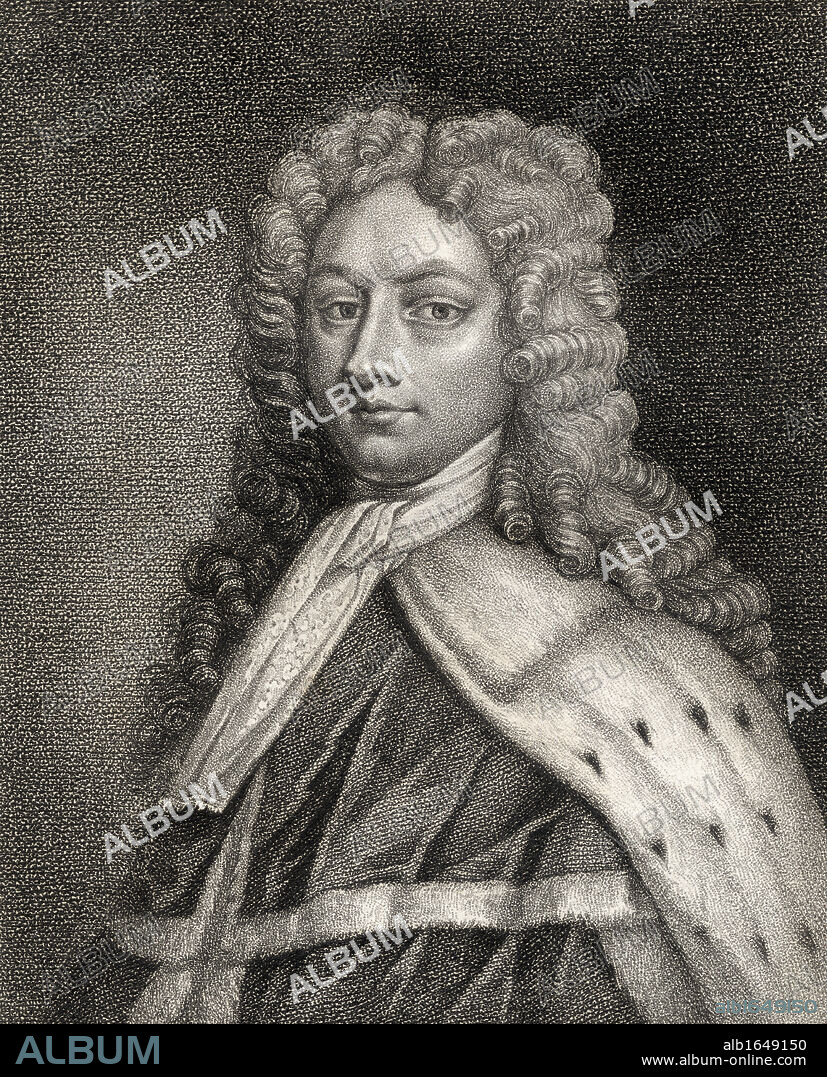 Philip Wharton 1st Duke of Wharton 1698 - 1731 English Jacobite politician, notorious libertine rake profligate and alcoholic Engraved by Gerimia from the book A catalogue of Royal and Noble Authors Volume IV published 1806.