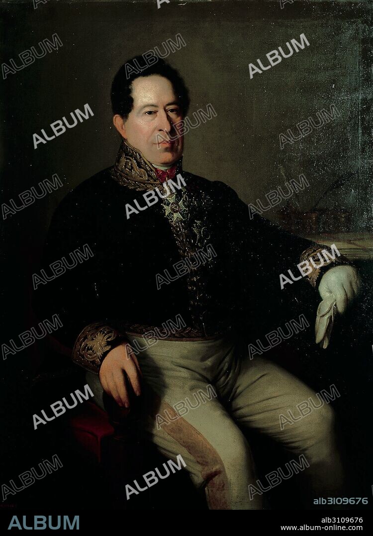 ANTONIO MARIA ESQUIVEL. Retrato de Juan Alvarez Mendizábal (1790-1853), Ministro de Hacienda.