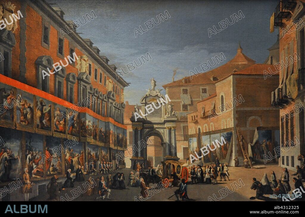 Atribuído a Lorenzo de Quirós (1717-1789). Pintor español. Arco de Triunfo de Santa María en la calle Mayor, hacia 1760. Museo de Historia. Madrid. España. (En depósito, cedida por la Real Academia de Bellas Artes de San Fernando, Madrid) .