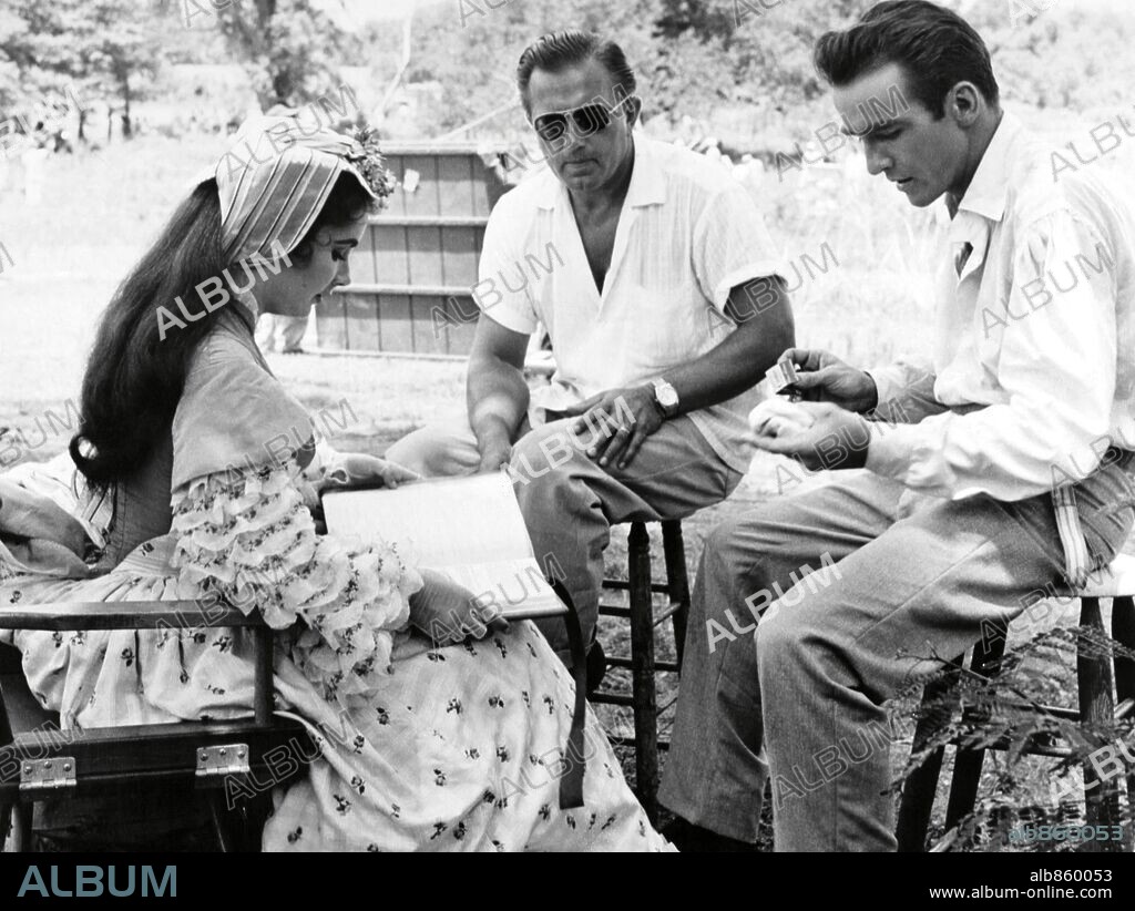 EDWARD DMYTRYK, ELIZABETH TAYLOR and MONTGOMERY CLIFT in RAINTREE COUNTY, 1957, directed by EDWARD DMYTRYK. Copyright M.G.M.