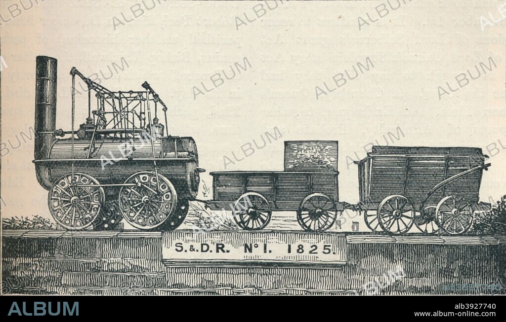 Locomotion no 1, built for the Stockton & Darlington Railway, 1825 (1906). From Cassell's Illustrated History of England, Vol. VII. [Cassell and Company, Limited, London, Paris, New York & Melbourne, 1906].