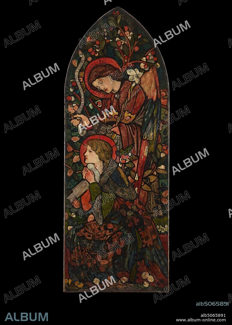 The Annunciation, 1857 Artist: Sir Edward Burne-Jones, Religion, Christian, Angel, Virgin MaryPre-Raphaelite, Design.