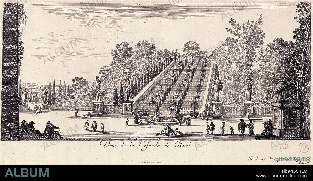 Veuë de la Cascade de Ruel, Perelle, Gabriel, Engraver, Silvestre, Israël, Draughtsman, Between 1630 and 1677, 3rd quarter of the 17th century, Graphic arts, Print, Etching, Paris, Paris, Height: 13.5 cm, Width: 24.7 cm.