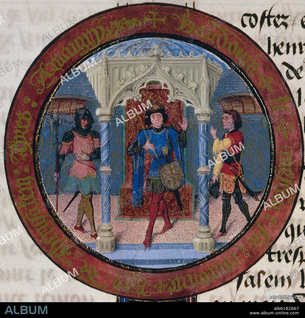 DREUX JEAN. CRONICAS DE LAS CRUZADAS - BALDUINO REY DE JERUSALEN - MANUSCRITO FRANCES - SIGLO XV - Conj nº 77240.