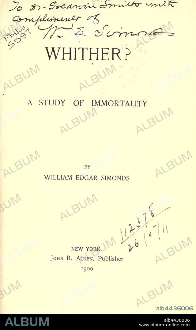 Whither, a study of immortality : Simonds, William Edgar.