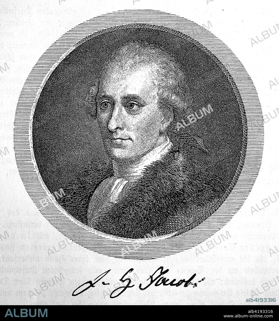Friedrich Heinrich Jacobi, 1743-1819, an influential German philosopher, literary figure, socialite, woodcut from the year 1882, digital improved.