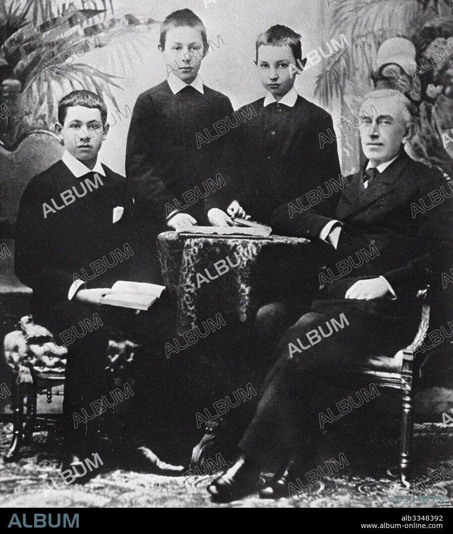 ANONYM. Sergei Rachmaninoff (second from left) with teacher Nikolai Zverev and two classmates at the Moscow Conservatory.