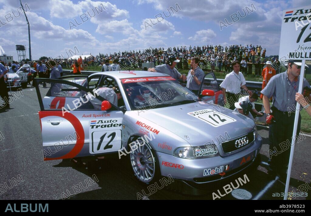 Yvan Muller's Audi A4 on starting grid, Thruxton circuit, Andover, Hampshire, 1998.