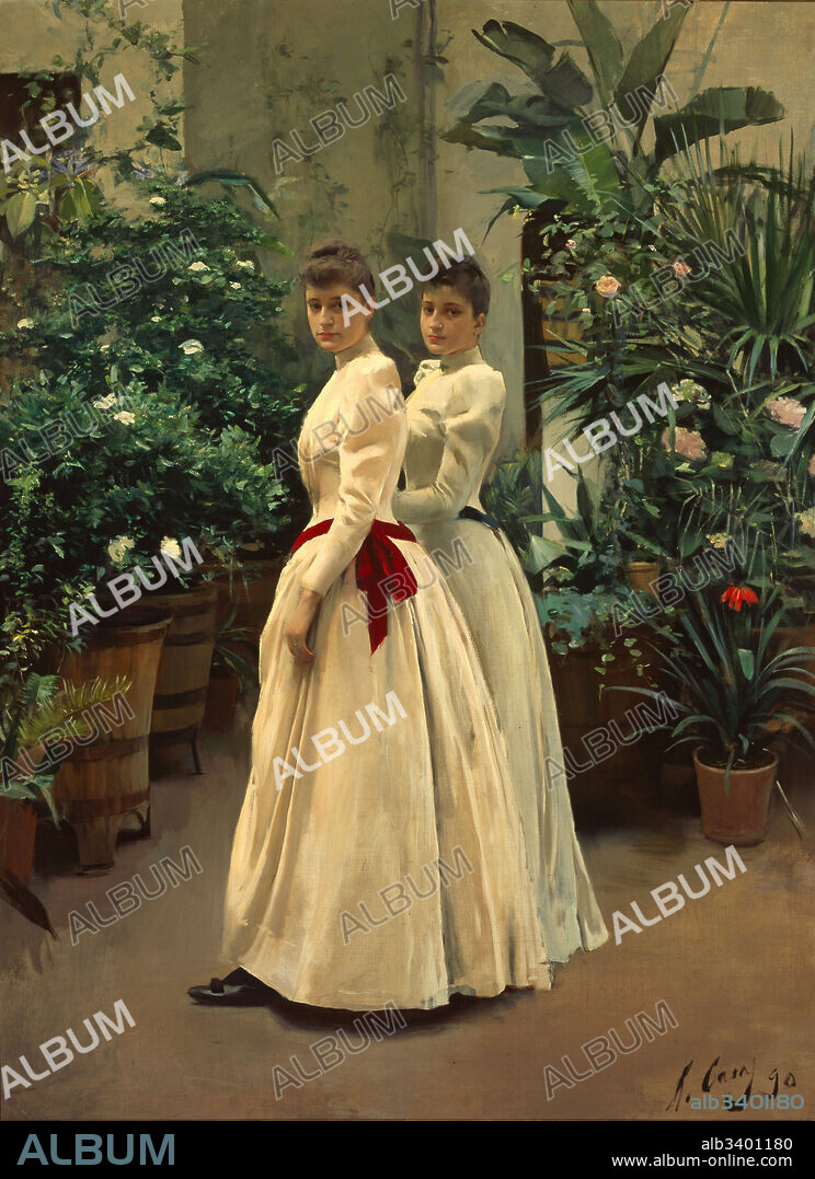 RAMÓN CASAS. Ramón Casas / 'Retrato de las señoritas N. N.', 1890, Óleo sobre lienzo, 220 x 160 cm.