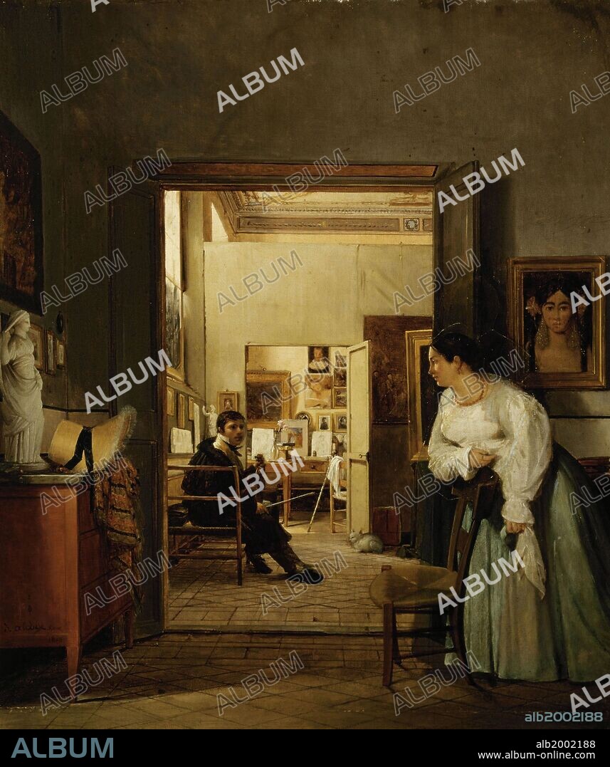 Jean Alaux / 'Ingres' Studio in Rome', 1818, Oil on canvas, 55.5 x 46 cm.