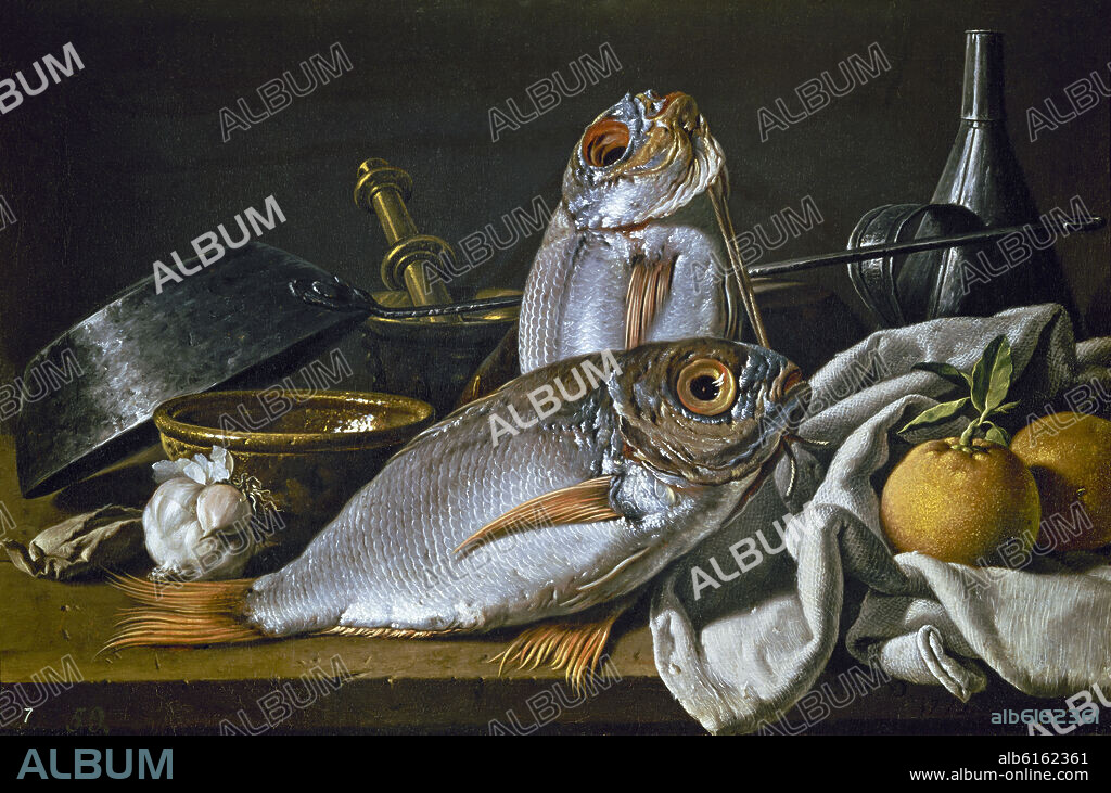 LUIS MELENDEZ. BODEGON: BESUGOS Y NARANJAS - 1772 - OLEO/LIENZO - 42 x 62 cm - NP 903 - BARROCO ESPAÑOL.