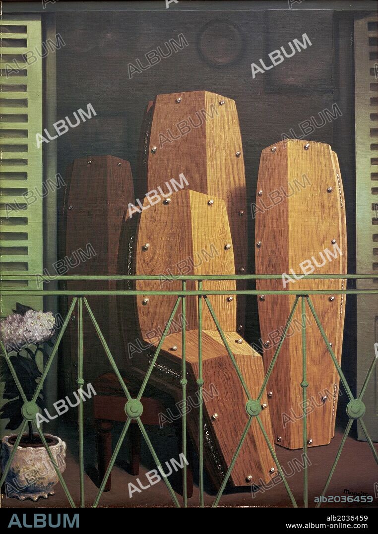 RENÉ MAGRITTE. René Magritte / 'Perspective II. Manet's Balcony', 1950, On on canvas, 80 x 60 cm.