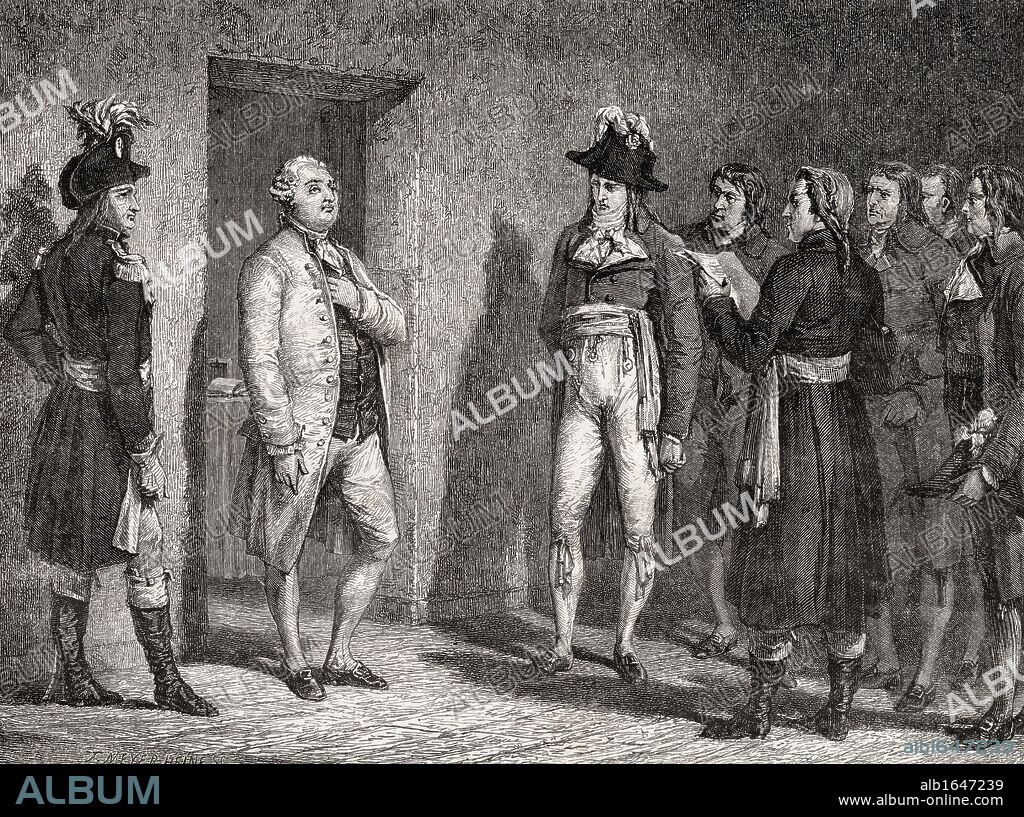 Garat proclaims the arrest of the king. Dominique-Joseph Garat,1749-1833. French revolutionary. Minister of Justice (1792-3) during the trial of Louis XVI.Engraved by Meyer-Heine after De La Charlerie. From "Histoire de la Revolution Francaise" by Louis Blanc.