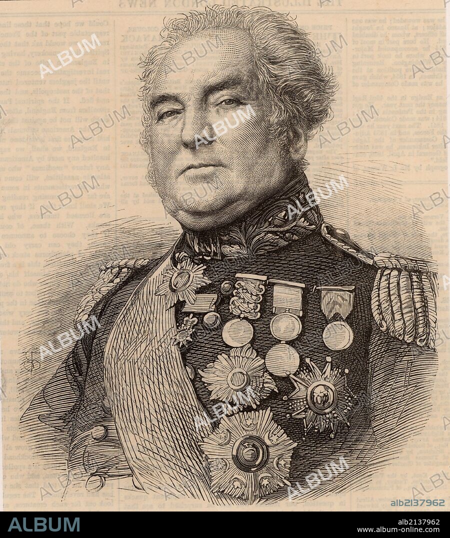 Lieutenant General George Brown (1790-1865), British soldier.  Fought in the Peninsular campaign in the Napoleonic Wars.   In the Crimean (Russo-Turkish) War 1853-1856. Commanded the Light Division at the Battle of Alma, 20 September 1854, when his horse was killed under him.  A bully and an over strict disciplinarian, it was said 'the old wretch is more hated than any man ever was'.  From "The Illustrated London News" (London, 1865). Engraving.  (Photo by: Universal History Archive/UIG via Getty Images).