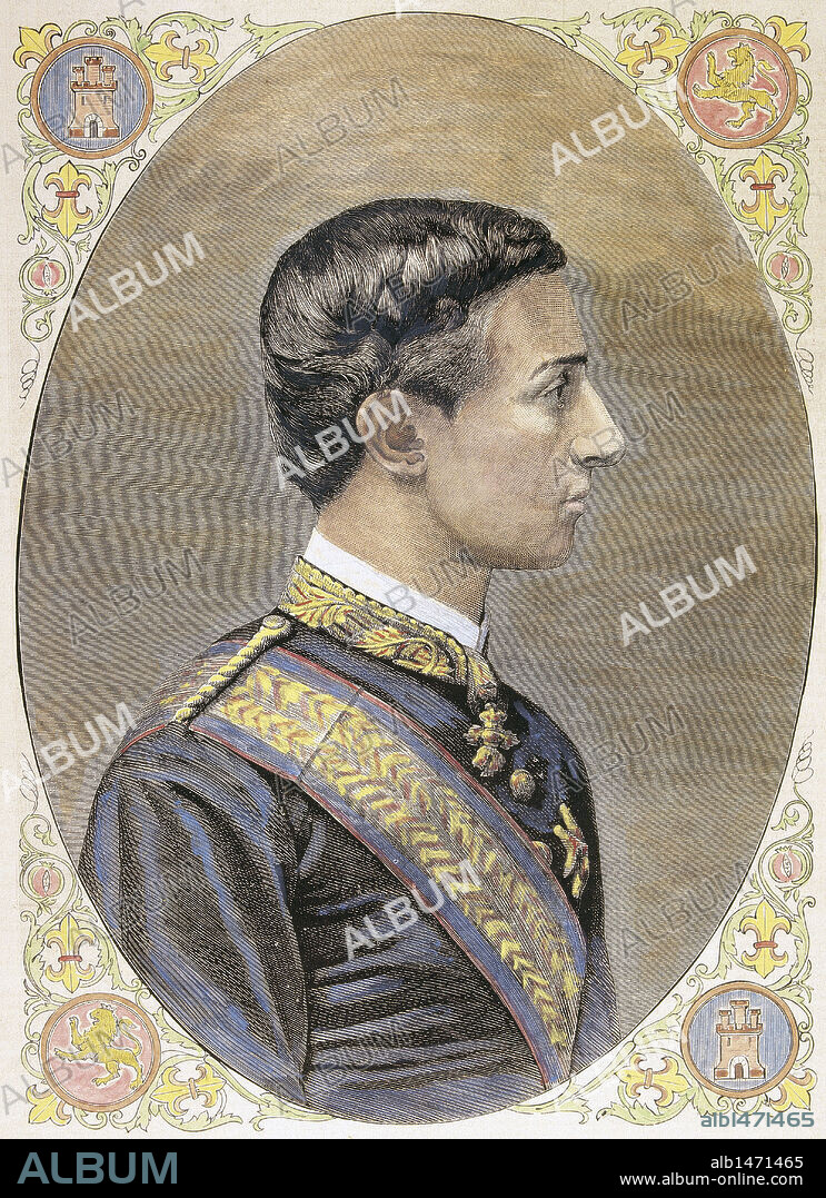 ALFONSO XII (1857-1885). Rey de España (1875-1885). S. XIX. Grabado de 'La Ilustración Española y Americana'.
