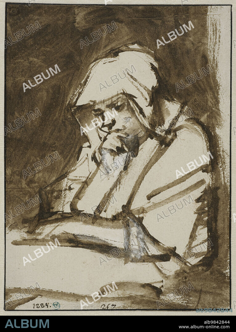 REMBRANDT. Hendrickje Stoffels sitting by a window with open eyes, ca 1655-1656.
