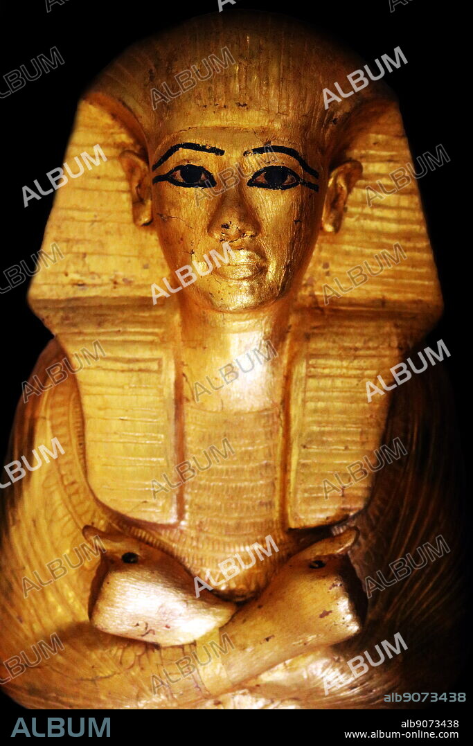 Small coffin contained lock of hair of Queen Tiy. Queen Tiye (c. 1398 BC - 1338 BC) was the daughter of Yuya and Tjuyu. She became the Great Royal Wife of the Egyptian pharaoh Amenhotep III. She was the mother of Akhenaten and grandmother of Tutankhamun.