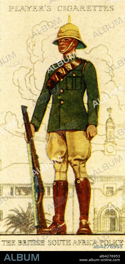 'The British South Africa Police', 1936. From "Military Uniforms of the British Empire Overseas". [John Player & Sons, 1936].