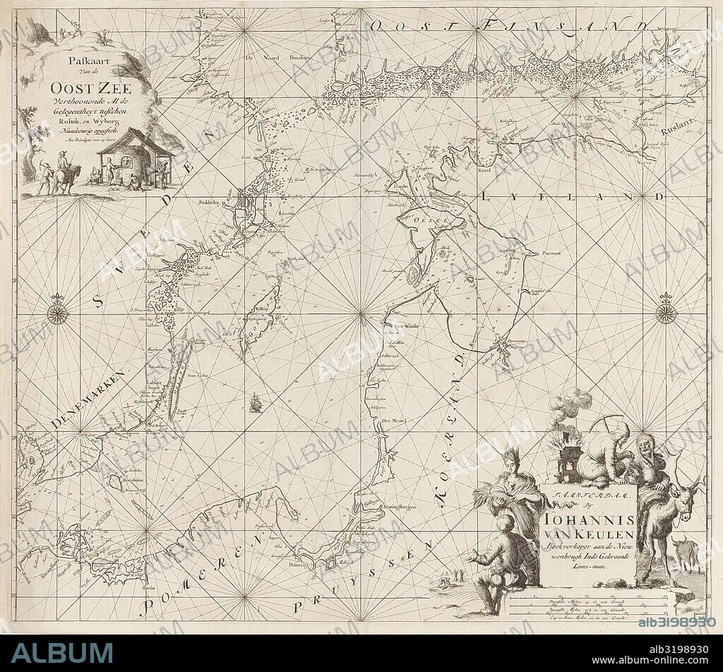 Sea chart of the Baltic Sea from Rostock to Vyborg, Jan Luyken, Johannes van Keulen (I), unknown, 1681 - 1799.