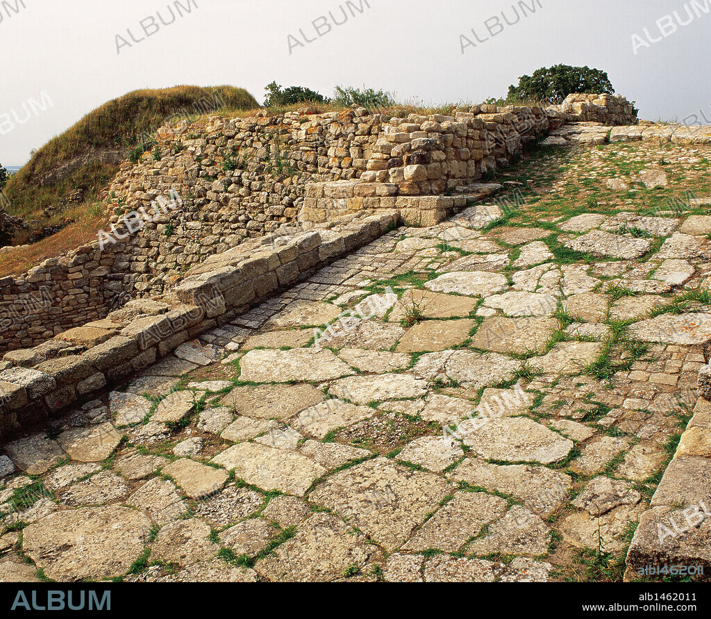 Troy. Ancient city in Anatolia. Troy II stratum(c. 2500-2300 BCE). Bronze Age. Ramp. Turkey.